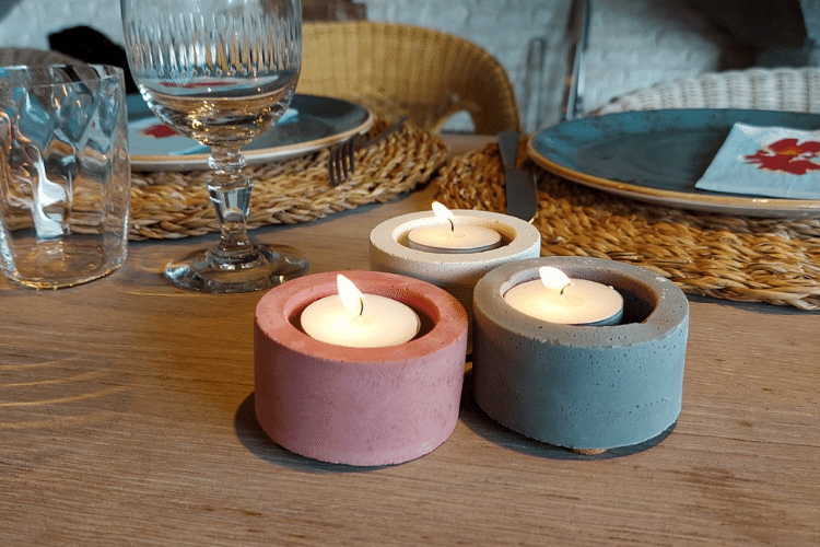bougies chauffe plat cire vegetale biodegradable terrae dans bougeoir en beton terrae
